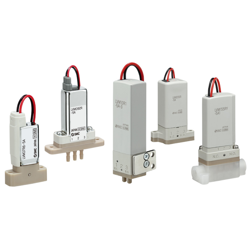 SMC LVM09_090: directly operated type 2,3-way solenoid valve for small chemical liquid // bottom plate piping type - LVM095R-5A-KO